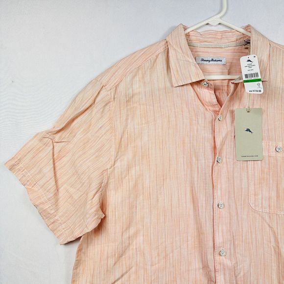Tommy Bahama Men's Sand Linen Valencia Shirt Large Stripe Short Sleeve NWT $118 - Picture 5 of 11